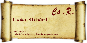 Csaba Richárd névjegykártya